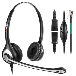 Wantek RJ9 Telefon Headset mit Mikrofon Noise Cancelling & Quick Disconnect, Festnetztelefon Kopfhörer für Gigaset DA710 DA810A Siemens Optipoint 500 Polycom VVX411 Plantronics Avaya NEC(602QS2)