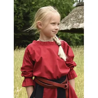 Battle-Merchant Kinder Bluse Helena, Mädchen | Langarm, Baumwolle, Mittelalterbluse, für Reenactment, LARP & Fasching - 128
