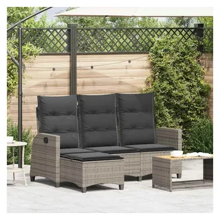 vidaXL Gartensofa mit Liegefunktion L-Form grau