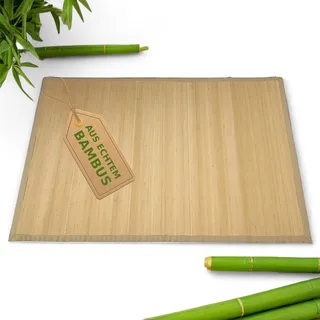 Japanwelt Rutschfester Bambus-Teppich I Wasserabweisende Bambusmatte, Badematte Duschmatte Bad-Vorleger Matte, Holzteppich Läufer aus Bambus für Küche, Flur, Bad & Wohnzimmer (Natur, 90 x 200 cm)