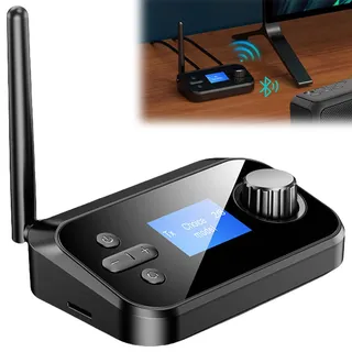 Bluetooth 5.0 Audio Sender Empfänger, Bluetooth Transmitter und Receiver, Bluetooth Adapter mit Bypass Low Latency Ein/Ausschalter Anzeige, um Nicht-bluetoohfähige Geräte mit Bluetooth Auszustatten