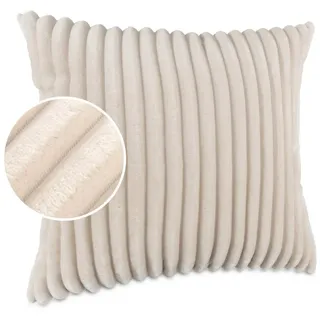 kisska Dekokissen LILLI BIG CORD Velour Ambiente dekorieren, Kissenüberzug ohne Füllung BIG-Cord UNI 60x60cm Einfarbig Elfenbein beige Rechteckig ohne Füllung | 60 cm x 60 cm