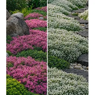BALDUR Garten 6er Winterharter Bodendecker-Thymian Kollektion rot und weiß, Pflanzen im 9x9 cm-Topf, Thymus, Polsterthymian, Thymian Pflanzen, win...