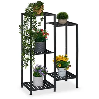 Relaxdays Blumenregal 81 x 55 x 28,5 cm Schwarz