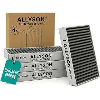Allyson® Aktivkohlefilter 4er Set - Passgenau für 9001421821 9001563858 / Siemens Studioline HZ9VRCR0 / Bosch HEZ9VRCR0 / Neff Z821VR0 / Gaggenau CA282111 und Constructa CZ9VRCR0 (192x75x35 mm)