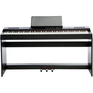 keymaXX Digital Piano 88 Tasten, Hammermechanik, anschlagdynamisch, gewichtet, Anfänger E-Piano schwarz mit Pedalen, Klavierständer, Notenhalter und 128 Stimmen, SP-11