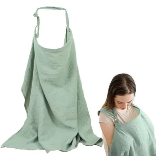 SULIUDAJI Stilltuch Musselin Stillschal Für Unterwegs, Private Stillbezug Für Baby Weich Stillschürze Aus Baumwolle Stillschürze Outdoor Nursing Cover Erbsengrün 100×65Cm