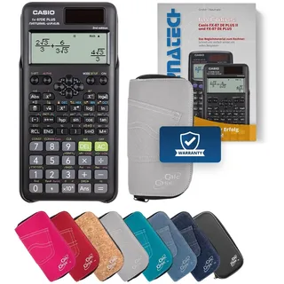 Casio FX 87 DE+ 2nd Schulrechner mit Tasche, Folie, Fachbuch und Zirkel Set - Deluxe Set (Hellgrau)