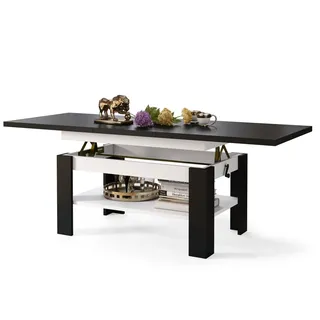 designimpex Couchtisch Design Rio stufenlos höhenverstellbar 55 - 67cm ausziehbar 130 - 170cm schwarz