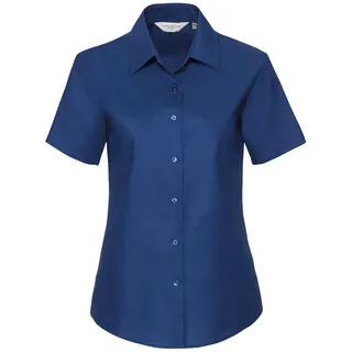 Russell Collection Klassische Oxford Bluse  Kurzarm, bright royal, 4XL
