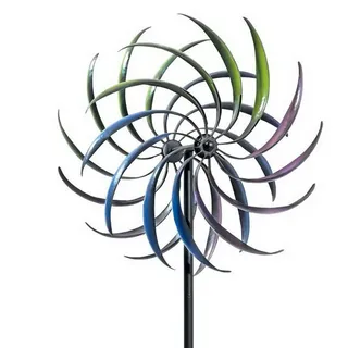 Metall Doppel Windrad mit Gegenläufigen Rotoren | 200x40cm Windspiel Windmühle für Garten | Wetterfest und Standfest Garten Wind Spinner, Gartendeko Gartenstecker für Draußen