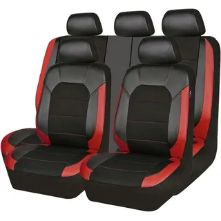 LEJOLI Sitzbezüge Auto Autositzbezüge Universal Set für Audi A3 8P Sportback A3 8P Sportback S A3 8L A3 Sportback A3 8V Sportback Auto Zubehör,Schwarz Rot