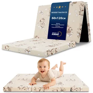 Klappmatratze Faltbare Reisebett Baby Matratze 60x120 cm - Faltmatratze für Kinder Gästematratze klappbar Babymatratze Bodenmatratze Schlafmatratze und Reisematratze 60 x 120 cm Giraffen