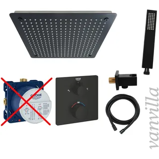 vanvilla Duschset Regendusche mit Duscharmatur Grohe Unterputz GS08-ob schwarz