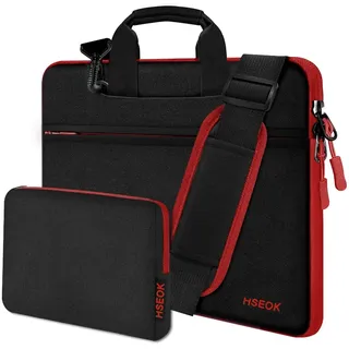 Schlanke Laptoptasche 13-14 Zoll Handtasche mit Kleiner Hülle Kompatibel mit MacBook Pro 14" M5/M4/M3/M2/M1 2025-2021,13,3" MacBook Air/Pro,XPS 13/14 Die meisten 13"-14" Notebooks,Rote Reißverschlüsse - 13"-14"