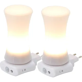 NORTHPOINT LED Steckdosen Nachtlicht Taschenlampe Weiß Wandleuchte Bewegungsmelder Induktionsladung Notlicht Zylinder - Weiß