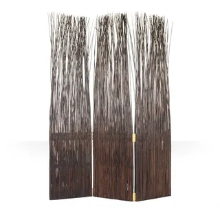 Homestyle4u Paravent Raumteiler 3 teilig Weide Braun 120x170 cm 974