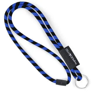 WEBBOMB webbomb® Tubular Schlüsselband - rund weich und lang mit Sicherheitsverschluss Schlüsselring als Schlüsselanhänger Key Chain für Ausweis Handy Schlüssel (royalblau/schwarz) - L