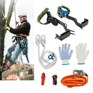 Steigeisen Baumklettern,Baumklettern Ausrüstung mit Höhenverstellbares,Verdickte Stahlklaue,Baumkletterausrüstung Set Für Überleben Im Dschungel, Obstpflücken und andere Aktivitäten, 100kg Tragkraft