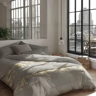 Zelesta Royalbed Bettdecke 4 Jahreszeiten - Bettwäsche winterdecke und Sommer-Bettdecke warm Duvet - Waschbare bettdecke ohne Bezug - Anti-Allergene Steppdecke (White Blossom, 200x200cm (L))