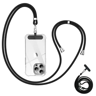 Anfire Handyband Universal für alle Smartphones, Handy Lanyard zum umhängen mit Pad,Handyband Kordel Kette für Outdoor, Reise, Unterweg Handy-Halterung,Einstellbar und Abnehmbar, Schwarz