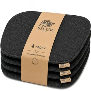 SILUK gemütliches Sitzkissen aus Filz 40cm x 40 cm - Komfortable Waschbare - 4er Set Grau I Schwarz für Bank Stuhl Stuhlkissen (Quadrat - Anthrazit)