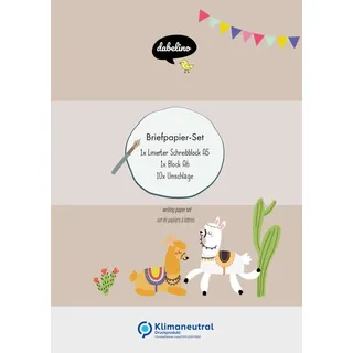 dabelino Liniertes Briefpapier-Set für Kinder: Lama/ Alpaka (für Mädchen und Jungen, bunt)