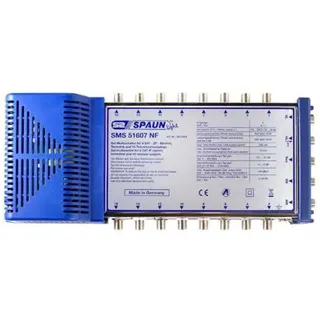 Spaun SMS 51607+ NF Multischalter 16 Teilnehmer – Sat Multischalter 5/16 für 1 Satellit, Standby 0,1 W, integriertes Netzteil, Quattro & Quad LNB