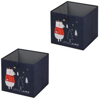 IDIMEX Aufbewahrungsbox BEAR-2 (Set), Regalbox für Kinderzimmer, 2er Set Aufbewahrungsbox mit Bären Motiv blau