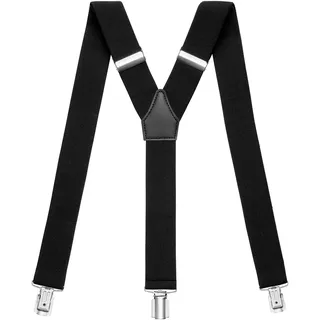 Sencillo Damen Hosenträger mit schonenden Clips Y-Form, Schwarz, 120 cm lang und 3,5 cm breit - 110 cm lang und 3,5 cm breit