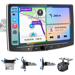 Android Autoradio 1 DIN Wireless Carplay Android Autoradio Touch Display, 10,1 Zoll HD Abnehmbares Bildschirm Autoradio mit Navi, WiFi 4G GPS AM/FM RDS Rückfahrkamera,2+32G