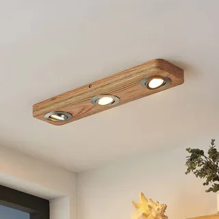 LINDBY Mikari LED-Deckenleuchte aus Holz, 3-fl.