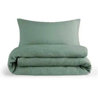 Laleni Baumwoll-Kinderbettwäsche 100x135 cm mit Kissenbezug 40x60 cm - Oeko-TEX Zertifiziert, Sommergrün