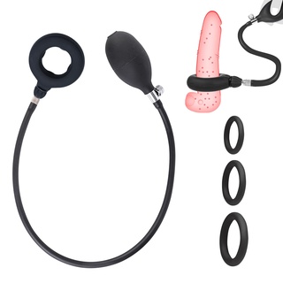 BDSMYEE Aufblasbarer Pennisring dehnbar Silikon,mit 3 Penisringe,Cockring extrem Silikon Sex Spielzeug für Paare die Männer,Penis Ring Penies.ring Hodenring Oxballs Ballstretcher Men (A)