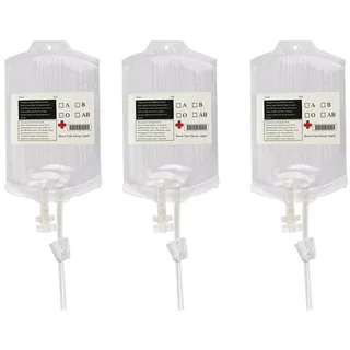 Ghzste 3pcs Infusionsbeutel 350ML Zum Befüllen Getränkebeutel Blutbeutel Zum Befüllen Infusionsbesteck Transparent wiederverwendbarer Infusionsbeutel Halloween Requisiten
