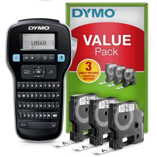 Dymo LabelManager 160 Value Pack mit 3 Rollen D1 QWERTY Beschriftungsgerät Schwarz