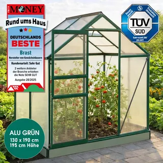 Aluminium Gewächshaus 130x190x195 grün