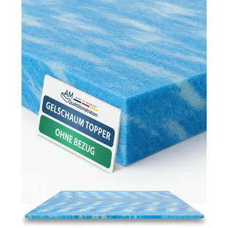 AM Qualitätsmatratzen Gelschaum Topper 200 x 200 cm blau