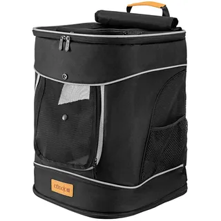 CADOCA CADOCA® Haustierrucksack bis 12 kg faltbar Kurzleine, Reflektorstreifen Haustier Tragetasche Katze Hund Rucksack, schwarz - Schwarz