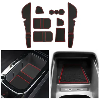 CDEFG Kompatibel mit VW Volkswagen ID.4 ID.5 GTX Pro 2020-2023 2024 Gummimatten Mittelkonsole Antirutschmatten rutschfest Becherhalter Gummi Matte Armlehne ID4 ID5 Zubehör (Rot)