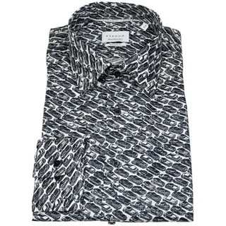 Eterna "MODERN FIT", Herren, Gr. 42, Normalgrößen, schwarz, Twill, 100% Baumwolle, tailliert, Manschette, Hemden Langarmhemd, NON IRON (bügelfrei)