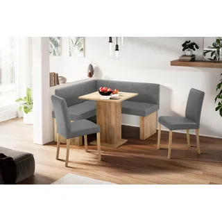 massivline & more Eckbankgruppe MASSIVLINE & MORE "Anna 2", braun (holzwerkstoff mit farbe sonoma eiche, lotos 5311 grau), Kunstleder, Eckbank Anna 130cm x 130cm,Säulentisch Anna 68cm x 68cm,2 x Stühle Anna,Golden Oak dekor,Lotos 5311 graun, Holzwerkstoff, Kunstleder, 