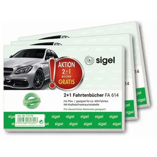 Sigel 2 + 1 GRATIS: 2 SIGEL Fahrtenbuch, Pkw mit Kraftstoffverbrauch Formularbücher FA614 + GRATIS 1 St.