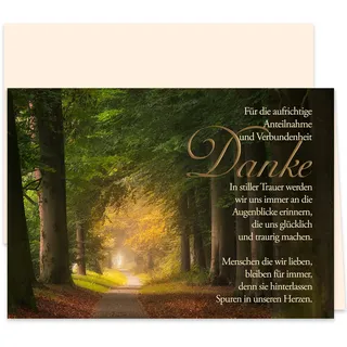 Klasse 10 Dankeskarten Trauer mit Text und Umschlag Dankeskarte Klappkarten Trauerkarten Danksagungskarten Kondolenzkarten Dankeschön Trauertrennung Kondolenzkarte Stilvolles Waldmotiv mit Text