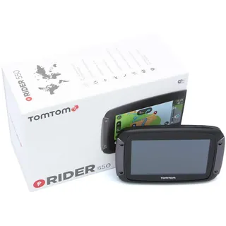 Tomtom Motorrad Navi Rider 550 (4,3 Zoll, kurvige und bergige Strecken speziell für Motorräder, Stauvermeidung Dank Tomtom Traffic, Motorrad-Halterung, Updates über Wi-Fi) Schwarz, 16GB