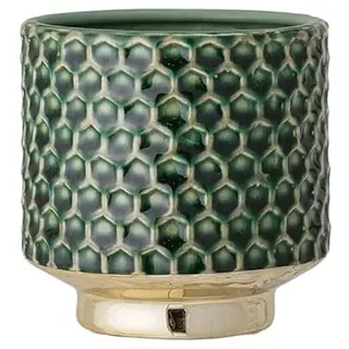 Nordring Retro Übertopf Vintage Pflanztopf für Zimmerplanzen Blumentopf Goldy M (12,5 cm ø), tannengrün, Keramik