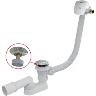 Alcadrain Garniture de vidage et trop-plein pour baignoire CLICK/CLACK avec fonction de remplissage, chromée 120 cm
