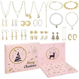 LuxusKollektion Schmuck-Adventskalender Adventskalender Schmuck 24 Überraschungen Gold für Frauen und Mädchen goldfarben