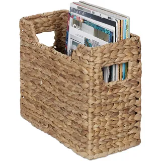 Relaxdays Zeitungsständer, Wasserhyazinthe, HBT: 25 x 34,5 x 15,5 cm, Dokumentenhalter geflochten, Organizer, Natur
