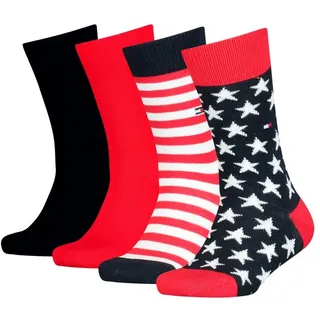 Tommy Hilfiger Socken TOMMY HILFIGER "TH KIDS SOCK 4P STARS & STRIPES ECOM", Herren, Gr. 39-42, tommy original, Baumwolle, Elasthan, Polyamid, gemustert, gestreift, mehrfarbig, Socken Socken, mit auffälligen Designakzenten